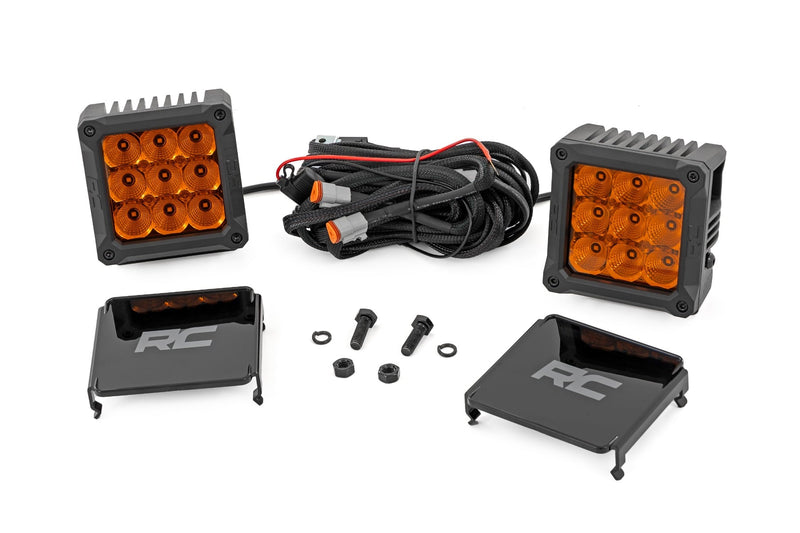 ラフカントリー 4インチ LEDアンバーライトポッド スクエア型 アンバーDRL 2個セット