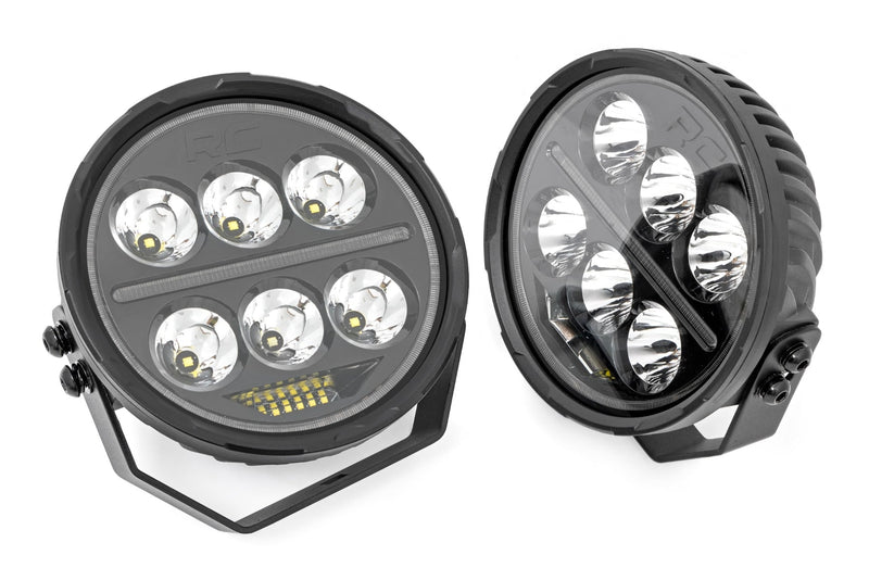 ラフカントリー Black Series Halo LED ライト 2個セット 6.5インチ ラウンド ホワイト/アンバーDRL