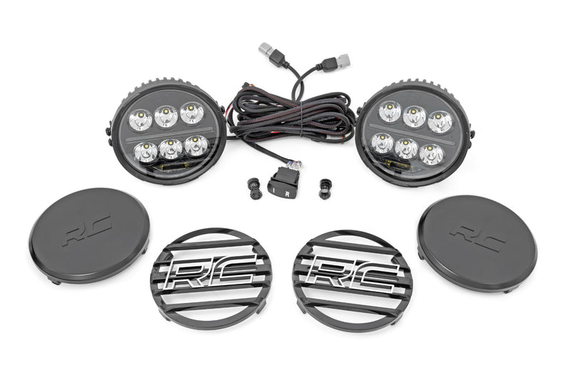 ラフカントリー Black Series Halo LED ライト 2個セット 6.5インチ ラウンド ホワイト/アンバーDRL