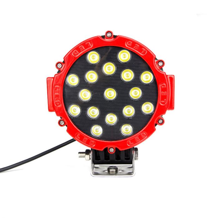 Quake LED Aftershock Series 7インチ LEDワークライト 51W スポット レッドハウジング