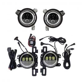 Quake LED ジープ ラングラー JL/グラジエーター Tempest 9インチHDヘッドライト+4インチHDフォグライト 4本セット