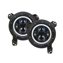 Quake LED ジープ ラングラー JL/Gladiator 9インチ LEDヘッドライト ホワイトDRLハロー/アンバーターンシグナル
