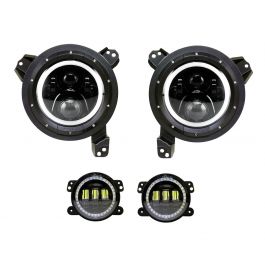 Quake LED ジープ ラングラー JL/Gladiator Tempest LEDヘッドライト/フォグライトセット ホワイトDRL/アンバーターンシグナル