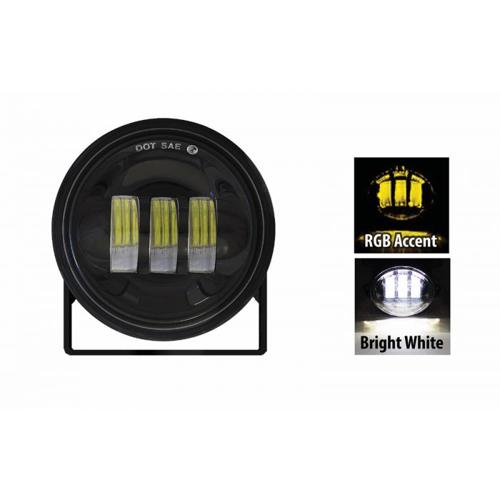 Quake LED 4インチ 30W ブラック スポット ラウンドポッドライト RGB アクセント付 角度調整可