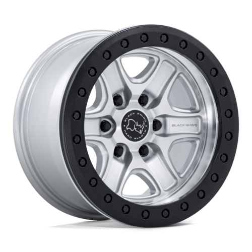 ブラックライノ BR200 Echo Trail Lock ビードロックホイール 17x8.5 6x139.7 オフセット +0 シルバー/マシン