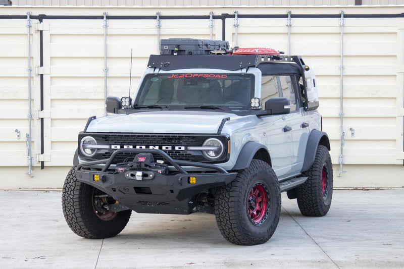 JCR オフロード Ford ブロンコ ソフトトップ ルーフラック (40インチライトバーカットアウト対応)