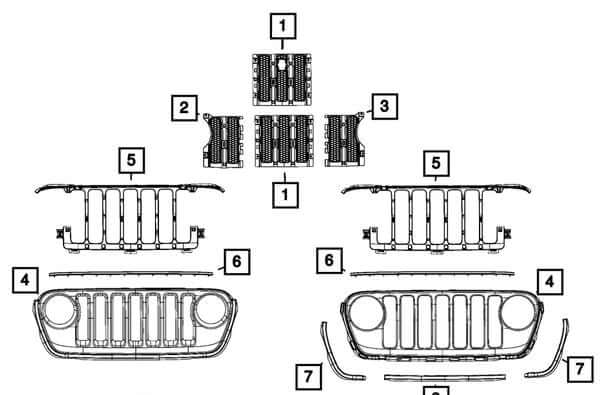 2024以降デザイングリルキット Jeep ラングラー - グラディエーター用 純正Grill kit