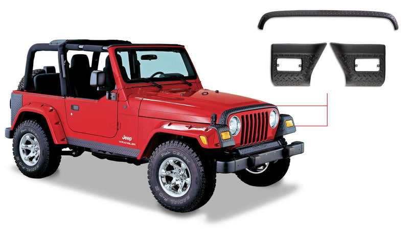 Bushwacker Jeep Trail Armor フード ストーンガード フロントコーナーセット Dura-Flex 2000 TPO DiamondBack テクスチャード