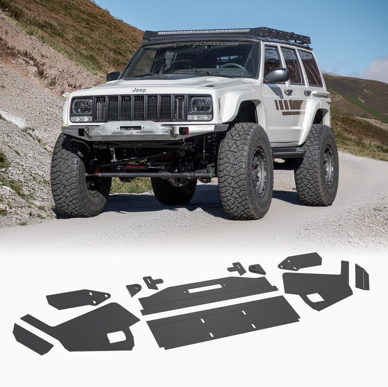 JCR オフロード ジープ チェロキー XJ DIY ウインチバンパー フロント 3/16インチスチール製