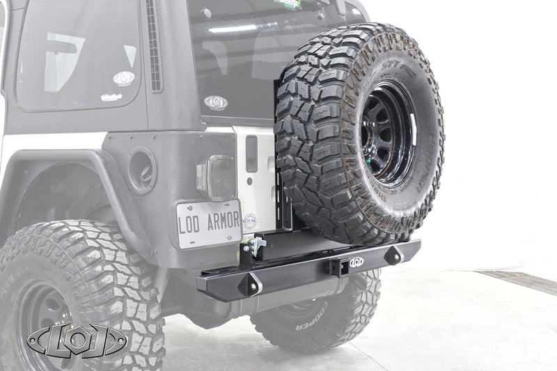 LOD Offroad ジープ TJ/LJ/YJ Destroyer Expedition Series リアバンパー タイヤキャリア付き ブラックパウダーコート