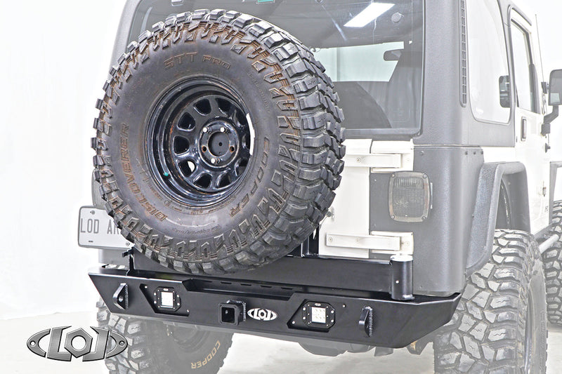 LOD Offroad TJ/LJ/YJ Destroyer リアバンパー スペアタイヤキャリア付き ブラック粉体塗装