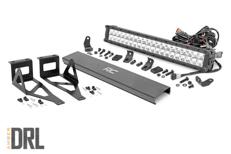 Rough Country LEDライトキット バンパー 20インチ クロームデュアルロウ アンバーDRL フォード F-250/F-350 Super Duty 2005-2007