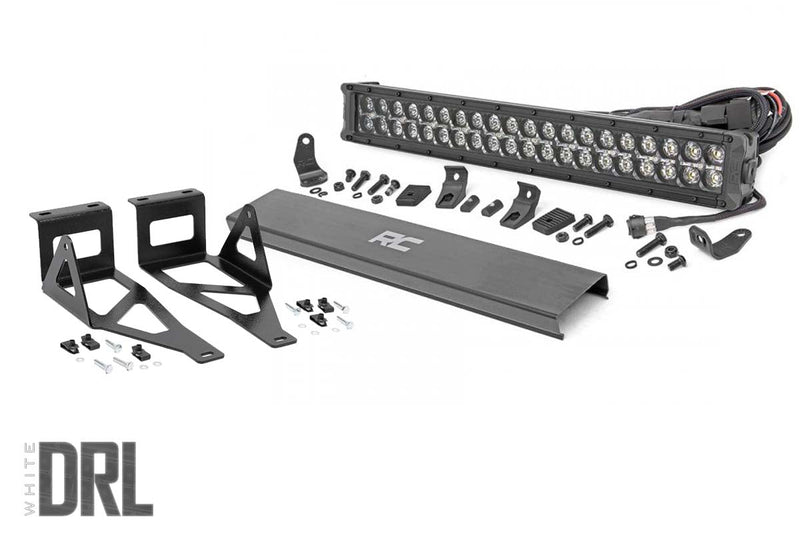 ラフカントリー 20インチ LEDライトキット バンパーマウント ブラック デュアルロウ ホワイトDRL フォード F-250/F-350 Super Duty 2005-2007