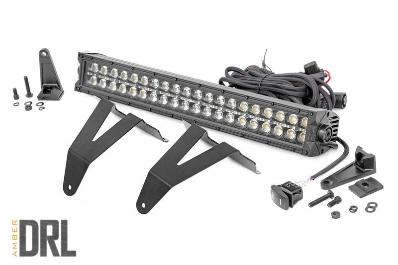 Rough Country LEDライトキット バンパーマウント 20インチ ブラック デュアルロー アンバーDRL ラム 1500 2019-2024
