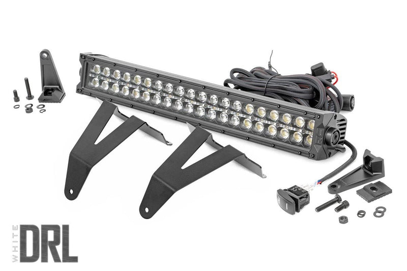 ラフカントリー LEDライトキット バンパーマウント 20インチ ブラック デュアルロウ ホワイトDRL ラム 1500 2019-2024