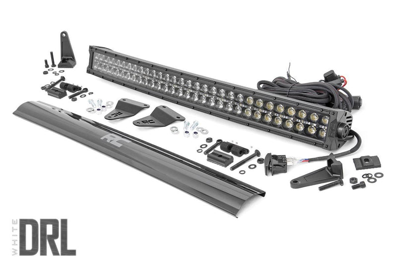 Rough Country LEDライトキット バンパーマウント 30インチ ブラック デュアルロー ホワイトDRL トヨタ 4Runner 2014-2020