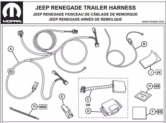モパー トレーラートウ ワイヤーハーネス — ジープ レネゲード 2015-2022