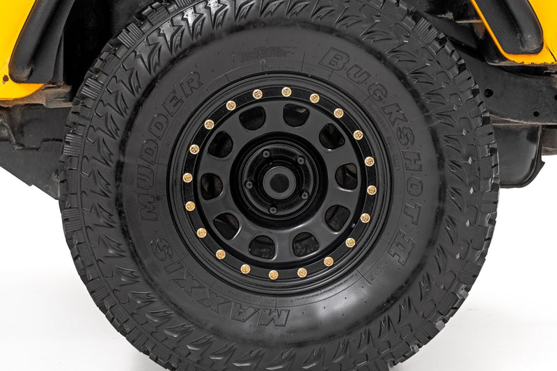 ラフカントリー スチール シミュレーテッドビードロックホイール ブラック 17x9 5x5 オフセット-12