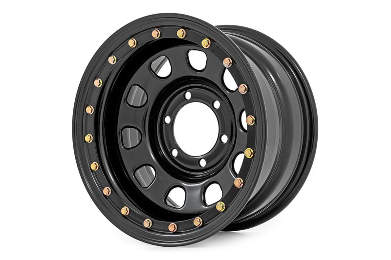 ラフカントリー スチール シミュレーテッドビードロックホイール ブラック 15x8 5x4.5 オフセット-19