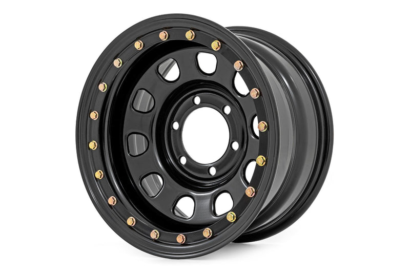ラフカントリー スチール シミュレーテッドビードロックホイール ブラック 17x9 5x5 オフセット-12