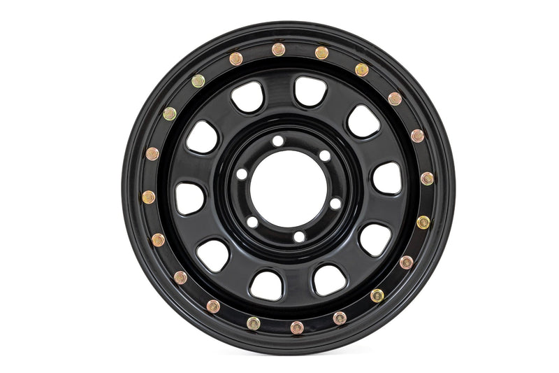 ラフカントリー スチール シミュレーテッドビードロックホイール ブラック 15x8 5x4.5 オフセット-19