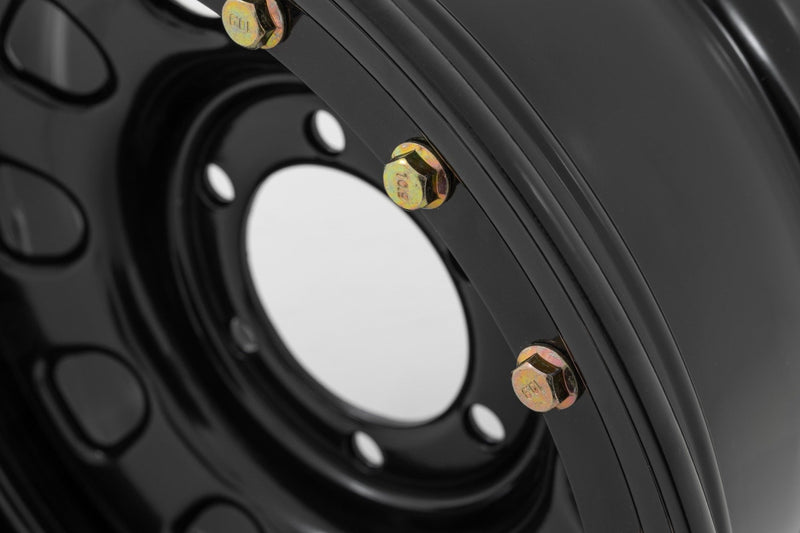 ラフカントリー スチール シミュレーテッドビードロックホイール ブラック 17x9 5x5 オフセット-12