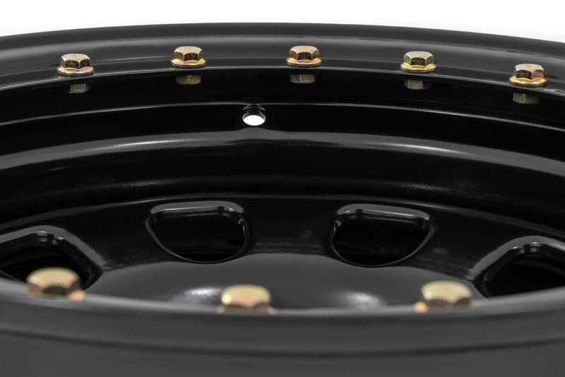 ラフカントリー スチール シミュレーテッドビードロックホイール ブラック 15x8 5x4.5 オフセット-19