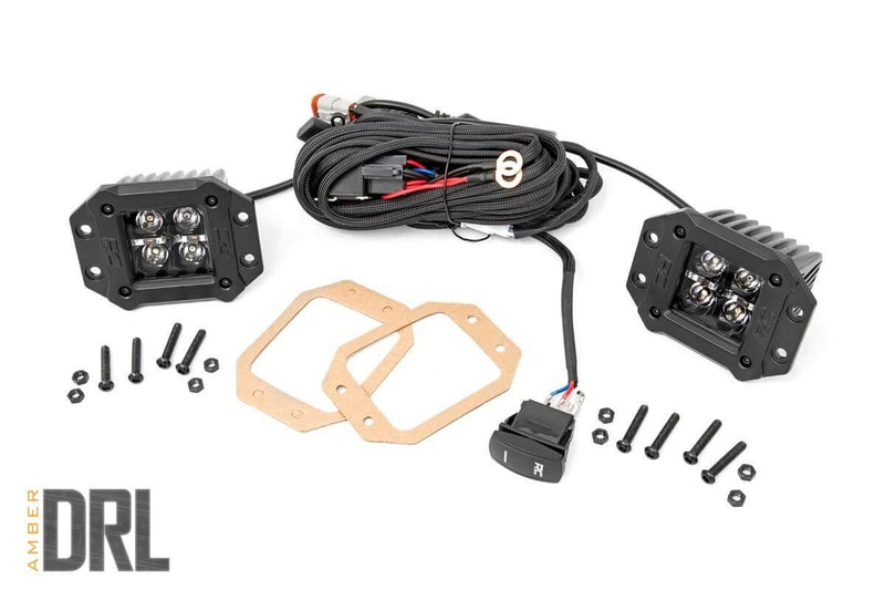 ラフカントリー 2インチ Black Series LEDライトポッド フラッシュマウント アンバーDRL