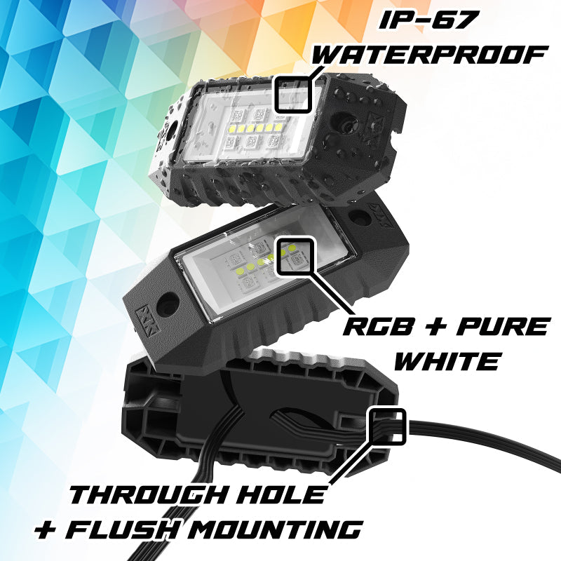 XKGLOW RGBW 4pc アドレッサブルLEDロックライトキット