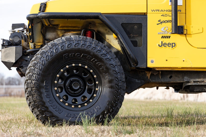 ラフカントリー スチール シミュレーテッドビードロックホイール ブラック 17x9 5x5 オフセット-12