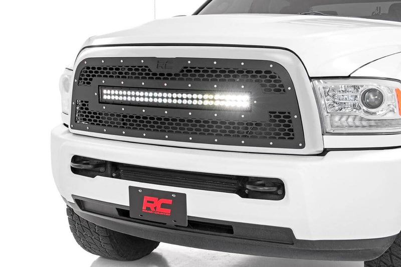 ラフカントリー メッシュグリル 30インチ デュアルロー LED ブラック | ラム 2500/3500 2013-2018