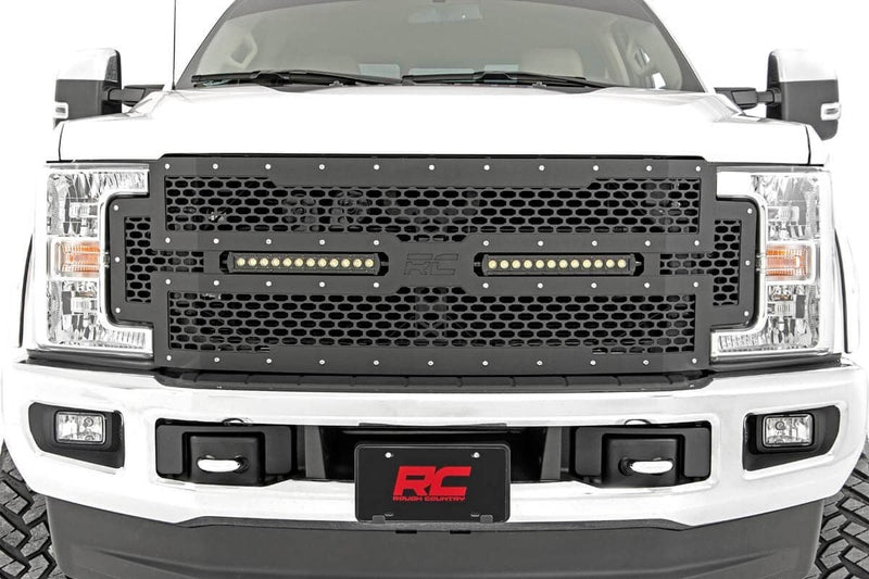 ラフカントリー メッシュグリル + 12インチ デュアルロー LEDライトバー ブラック | フォード F-250/F-350 Super Duty (2017-2019)