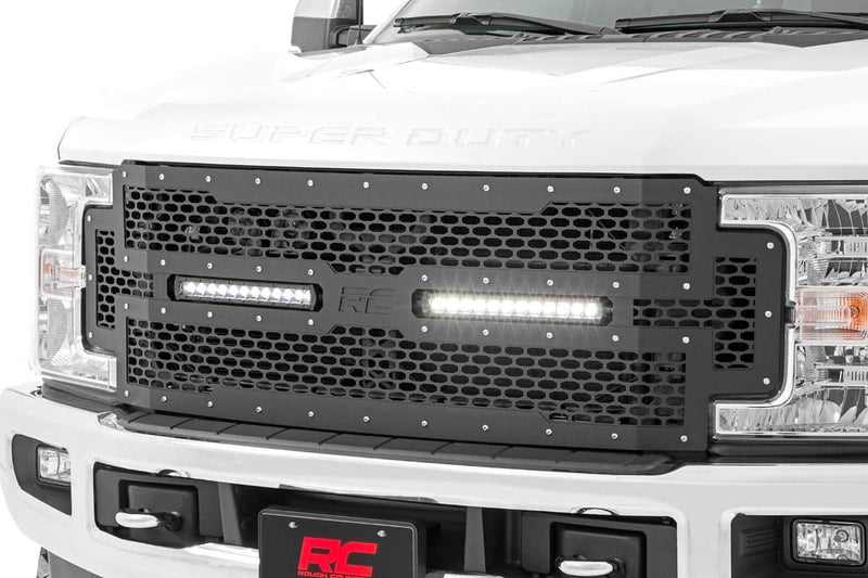 ラフカントリー メッシュグリル + 12インチ デュアルロー LEDライトバー ブラック | フォード F-250/F-350 Super Duty (2017-2019)