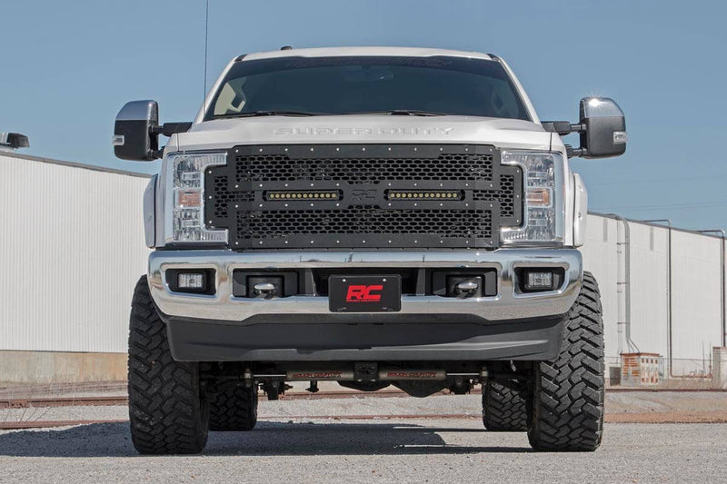 ラフカントリー メッシュグリル + 12インチ デュアルロー LEDライトバー ブラック | フォード F-250/F-350 Super Duty (2017-2019)