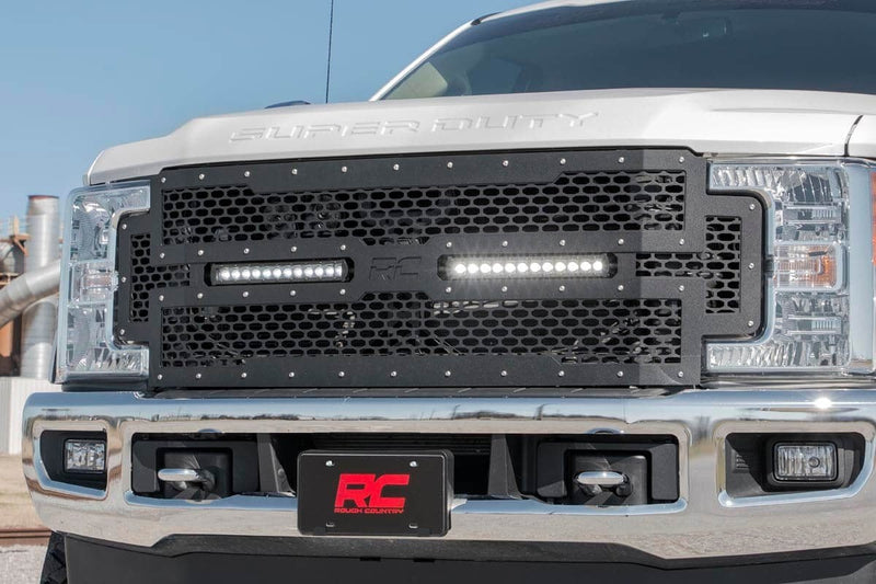 ラフカントリー メッシュグリル + 12インチ デュアルロー LEDライトバー ブラック | フォード F-250/F-350 Super Duty (2017-2019)