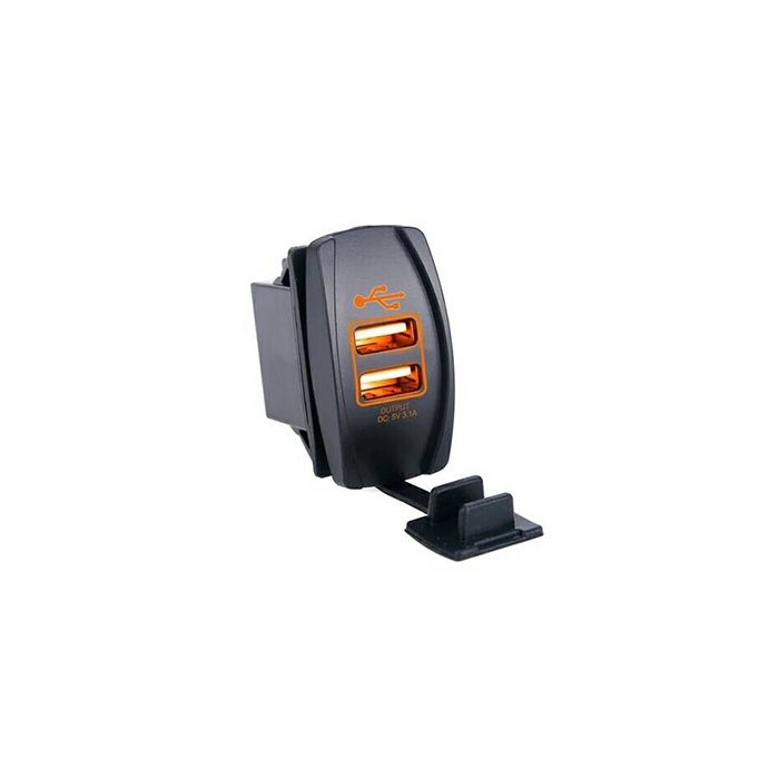 Quake LED ロッカースイッチ USB 2ポート アンバー