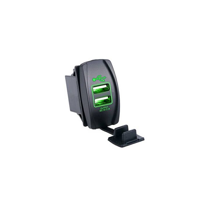 Quake LED ロッカースイッチ USB 2ポート グリーン