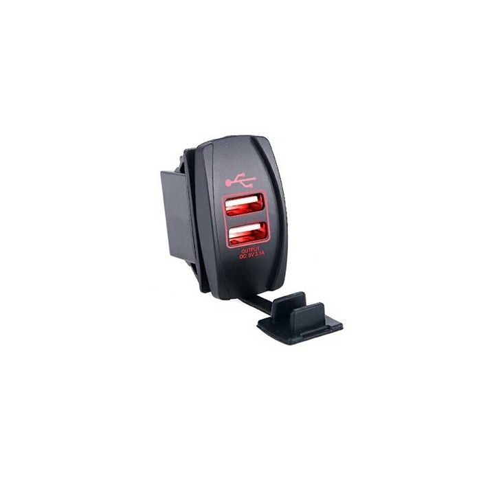 Quake LED ロッカースイッチ USB 2ポート レッド