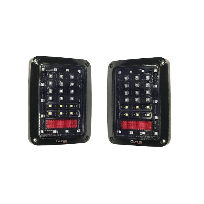 Quake LED Jeep ラングラー JK Tempest Series ブラックアウトテールライト 6x8インチ 25W ペア