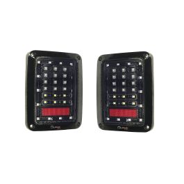 Quake LED Jeep ラングラー JK Tempest Series ブラックアウトテールライト 6x8インチ 25W ペア