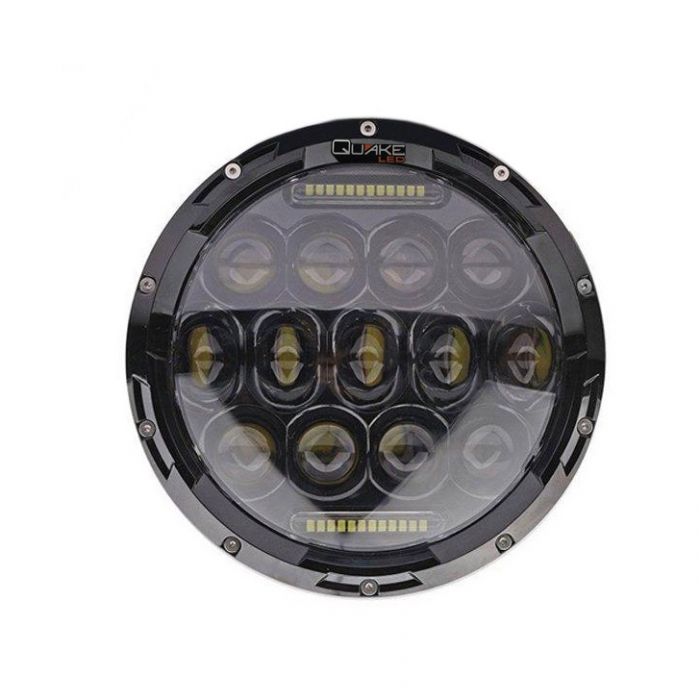 Quake LED 7インチ ヘッドライト ジープ JK/CJ/TJ 75W Hi/Lo RGB アクセント ブラックリフレクター