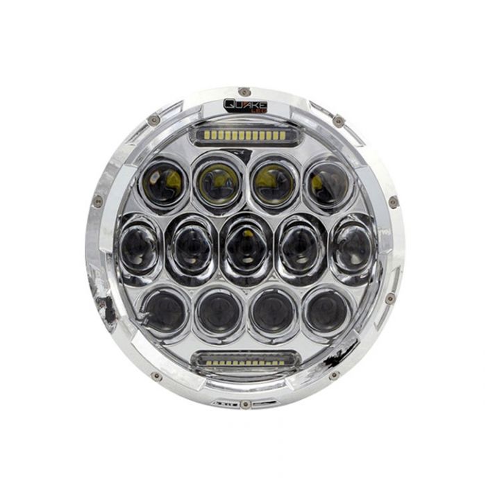 Quake LED Tempest Series 7インチ ヘッドライト Jeep JK/CJ/TJ 75W ハイ/ロー RGB アクセント クロームリフレクター (2個セット)