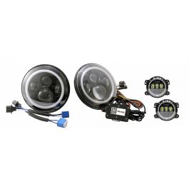 Quake LED Tempest 7インチ 45W ヘッドライト/30W フォグライト RGB HDアクセント ジープ JK/CJ/TJ