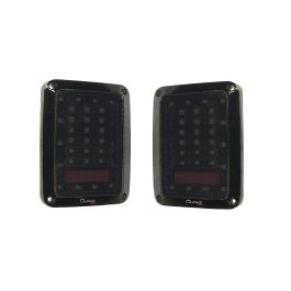 Quake LED Jeep ラングラー JK Tempest Series ブラックアウトI テールライト 6x8インチ 25W ペア