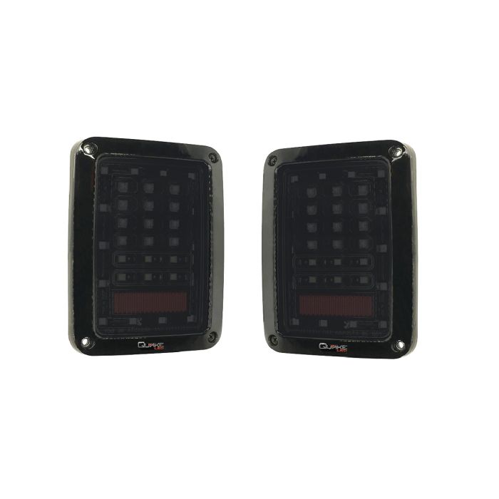 Quake LED Jeep ラングラー JK Tempest Series ブラックアウトI テールライト 6x8インチ 25W ペア